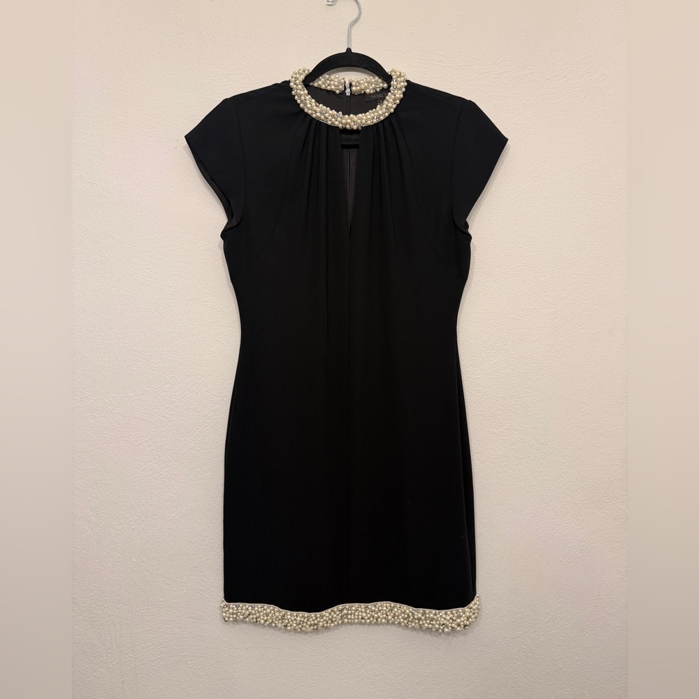 Rachel Zoe Elegant Black Dress with Pearl Accents